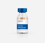 Clear glass bottle containing Single Donor Human Urine from Innovative Research, featuring a blue lid